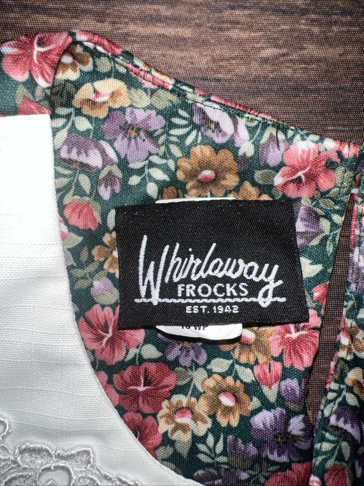 Vintage Whirlaway Frocks Women’s Lace Trim Collar Size 16 WP Floral Scallop Hem