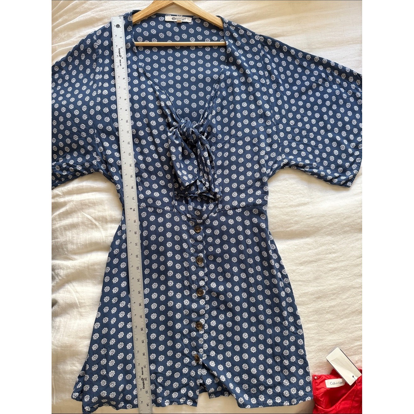 Rip Curl Floral Tie-Front Dress – Blue Coastal Surfer Girl Beach Boho Size M