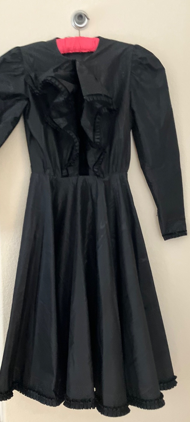 Givenchy Nouvelle Boutique Black Silk Moire Taffeta Vintage Cocktail Dres