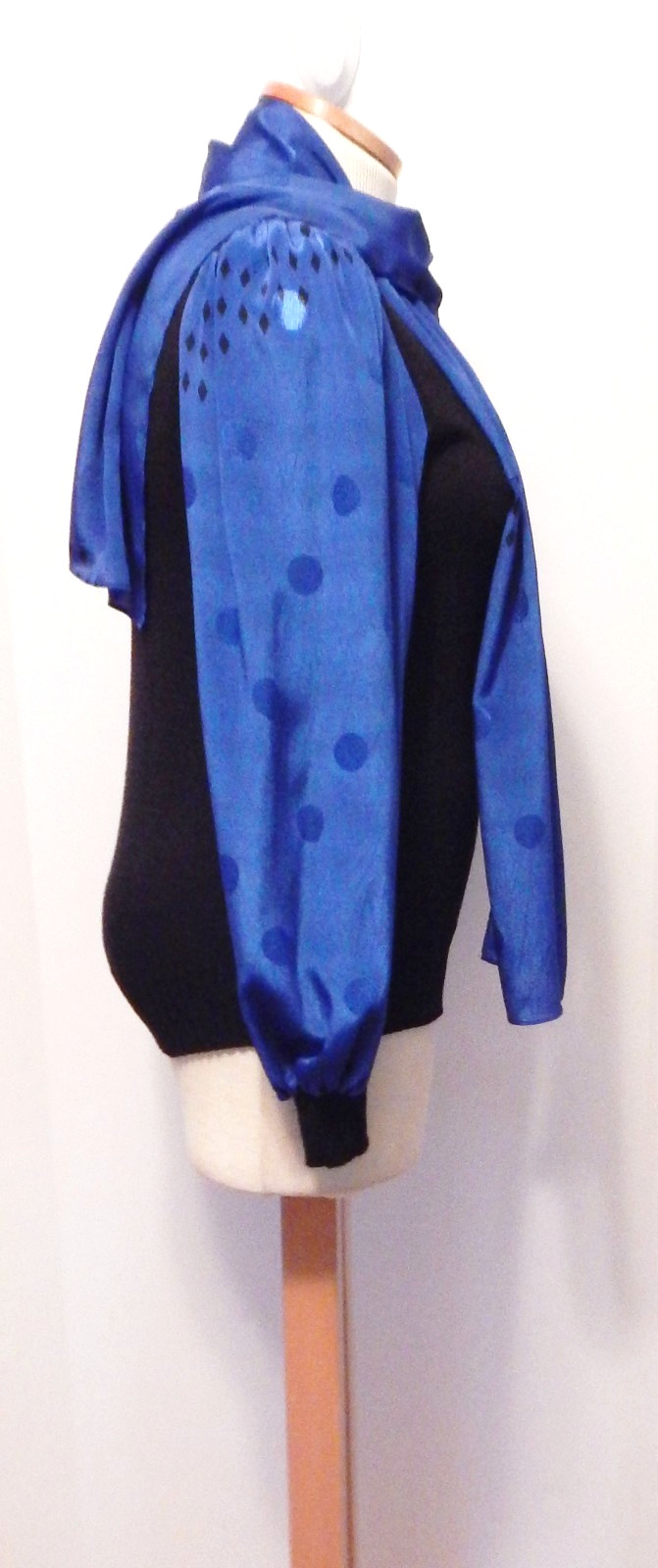 Vtg Anthony Sicari 80s Knit Harlequin Puffed Sleeve Sweater & Scarf Size L
