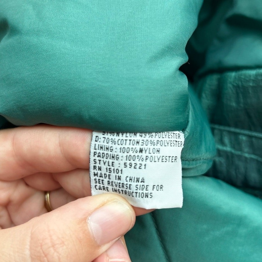 Current Seen Vintage Metallic Quilted Puffer Jacket Purple Teal S
