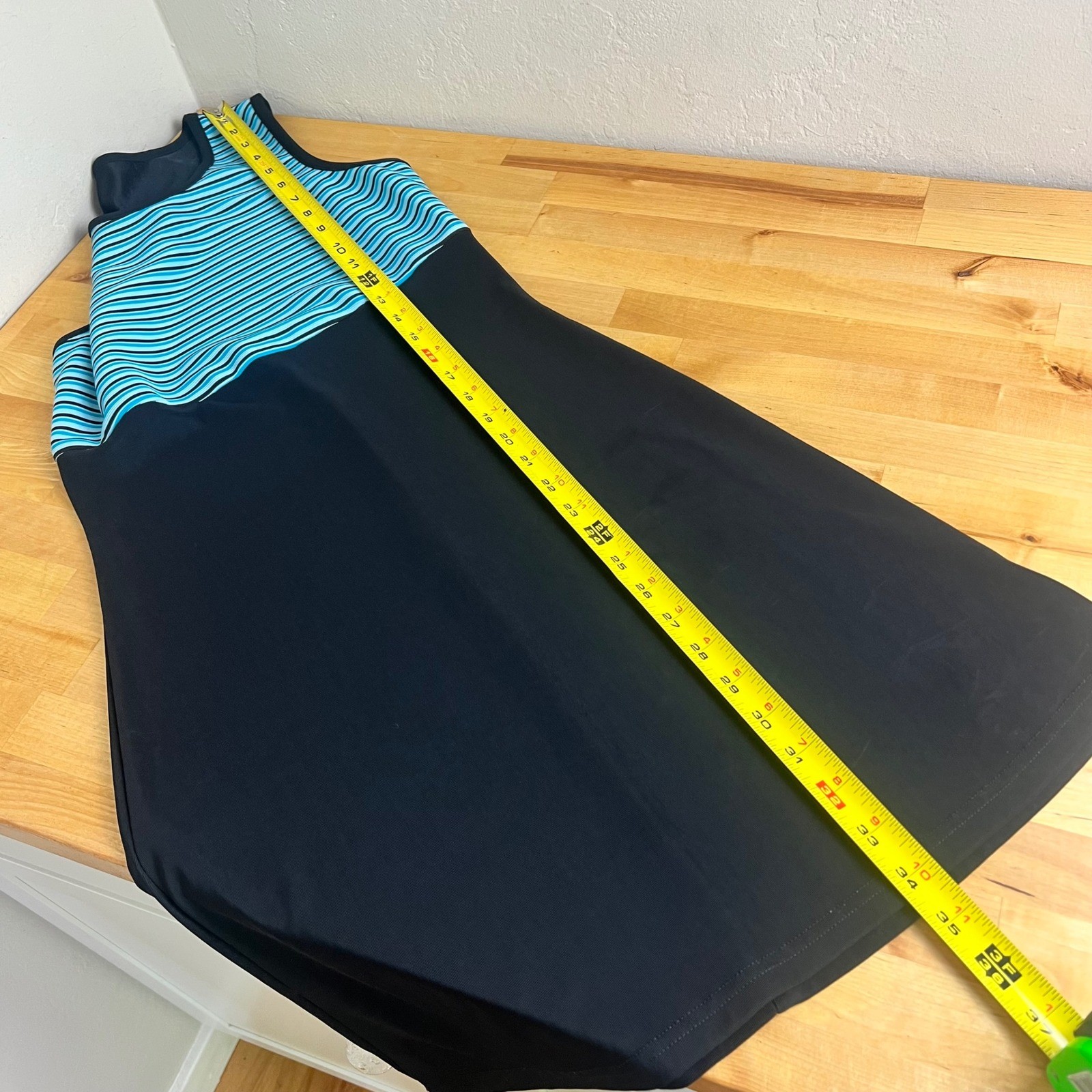 Byer Too California Vintage 90s Striped Sleeveless Dress Black Blue Small USA