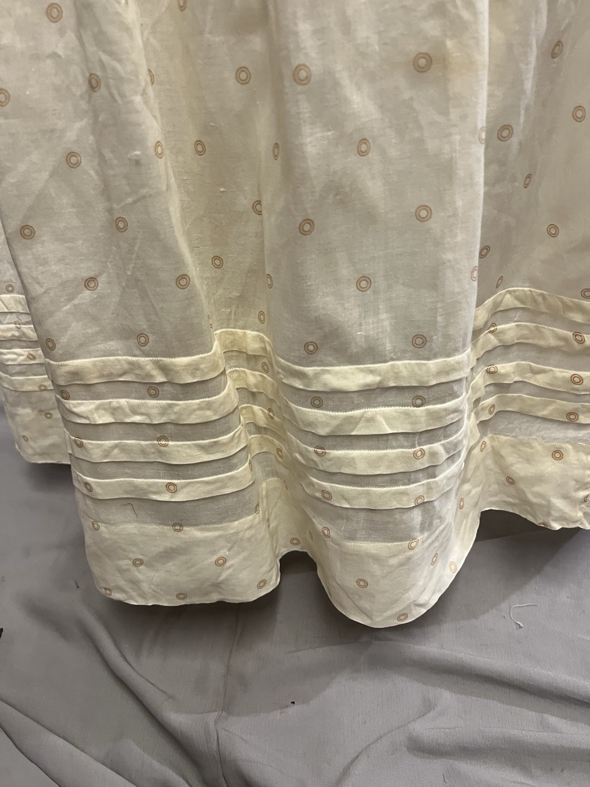 1900 Antique Yellow Cotton Circular Print Day Skirt