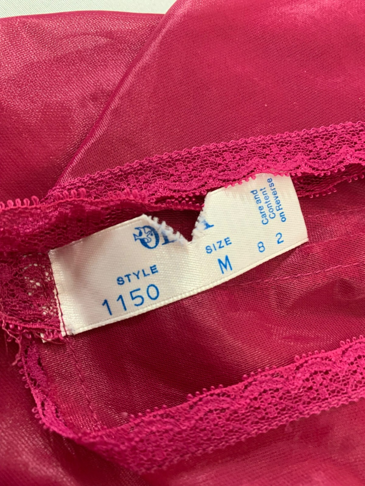 Coquette VTG OLGA 1980s Sheer Magenta Lace Teddy Lingerie Size M Style 1150