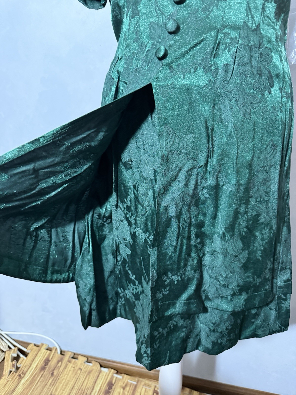 Vintage Jamie Brooke Dress Dark Green Button Up Sz 9/10 W Tag