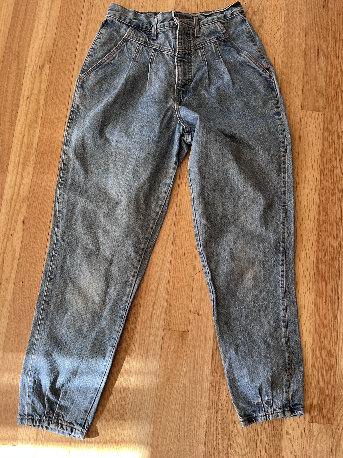 Vintage 80s Sunset Blues Wash High-Rise Pleated Mom Jeans Women’s Size 12