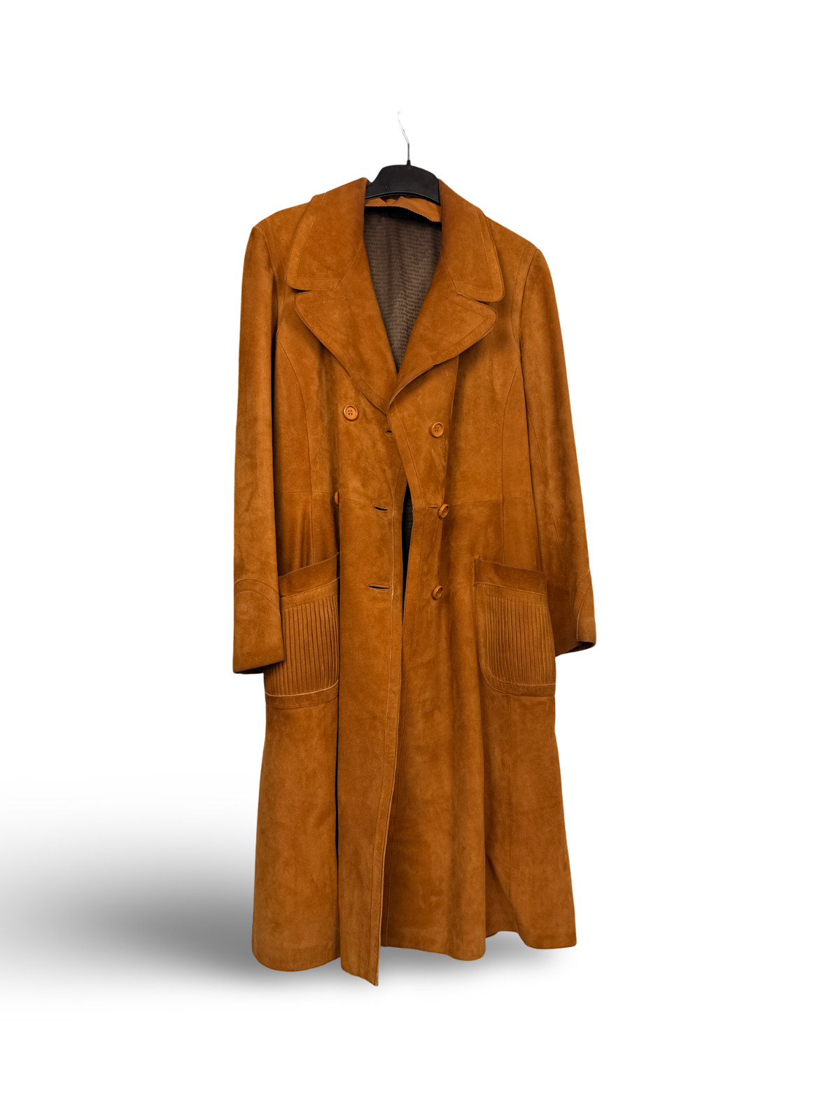 Vintage LOEWE Suede Trench Coat Leather 1970s /1980s Size FR 42 / Caramel Ochre