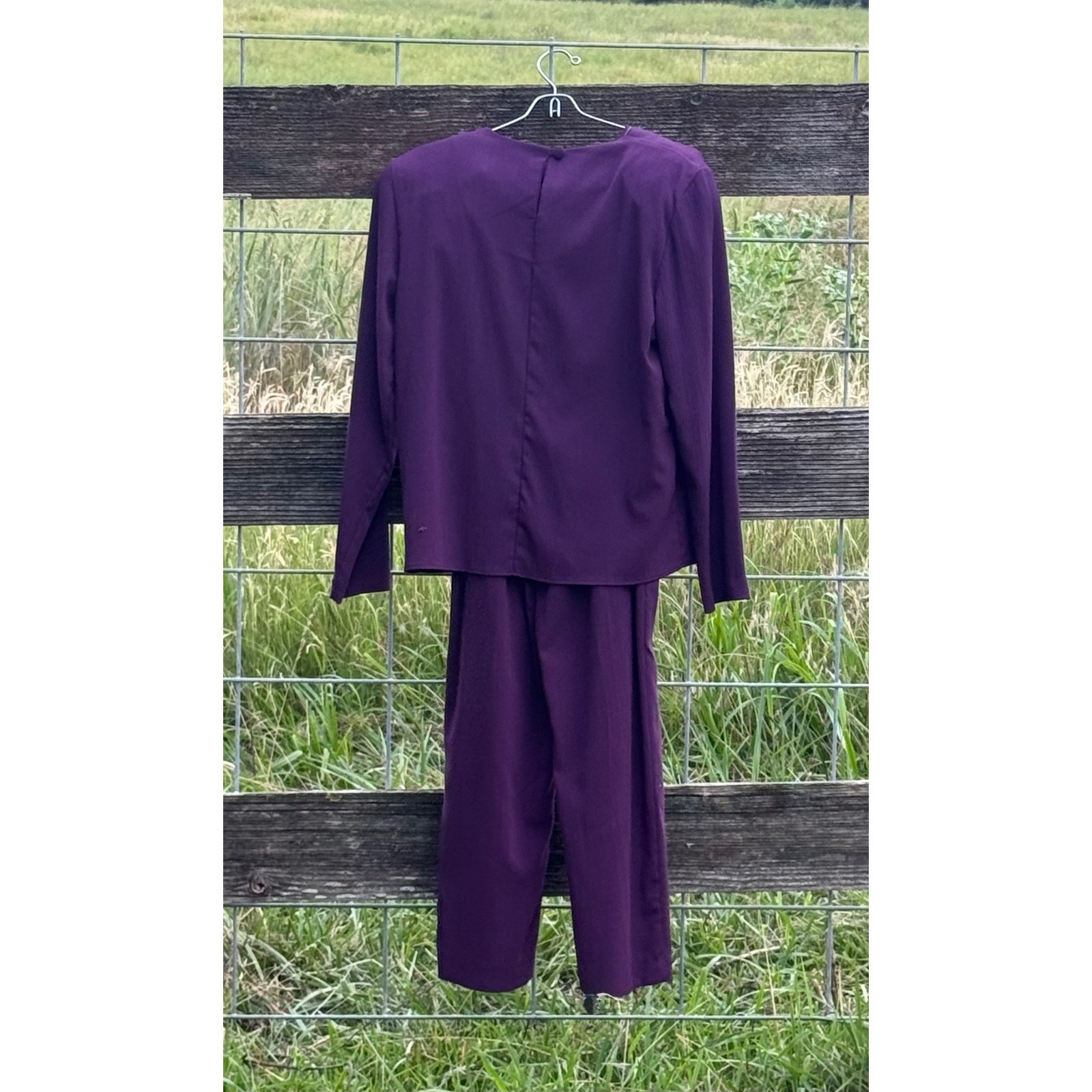Vintage F/stop Purple Color Block Pant Set 80s 90s Shoulder Pads Small 2 Piece