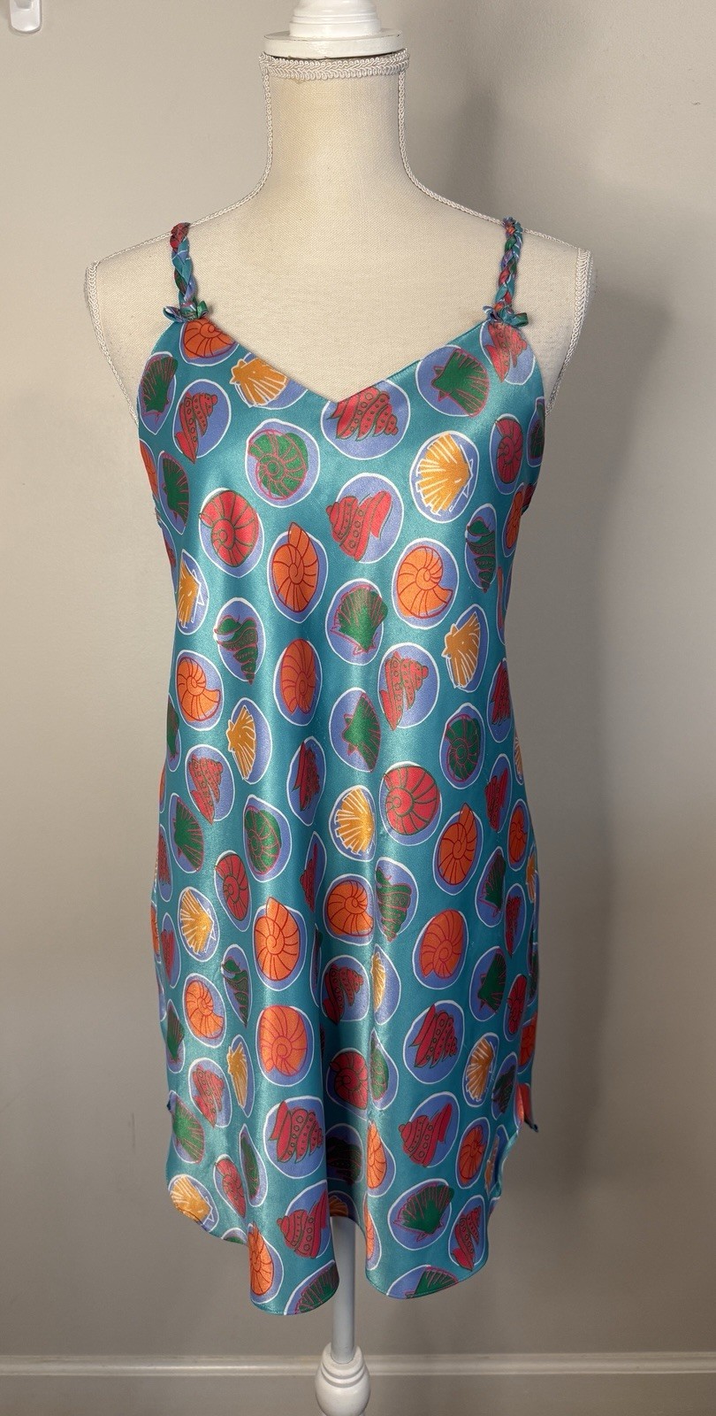 Vintage Fantasies By Morgan Taylor Satin Seashells Slip Dress Sz M