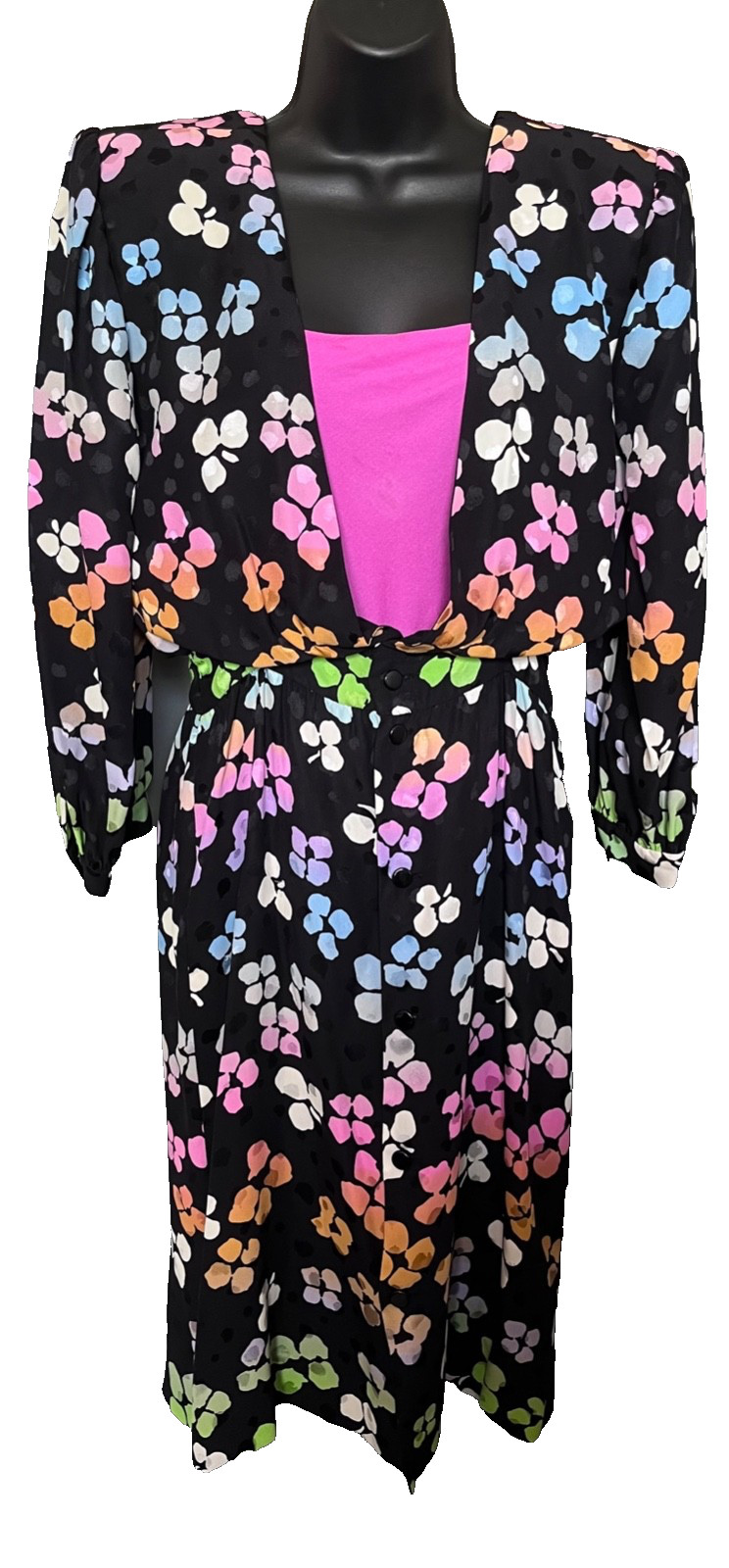 Unique & Versatile Vintage 1980s VALENTINO NIGHT multicolor Silk Dress M