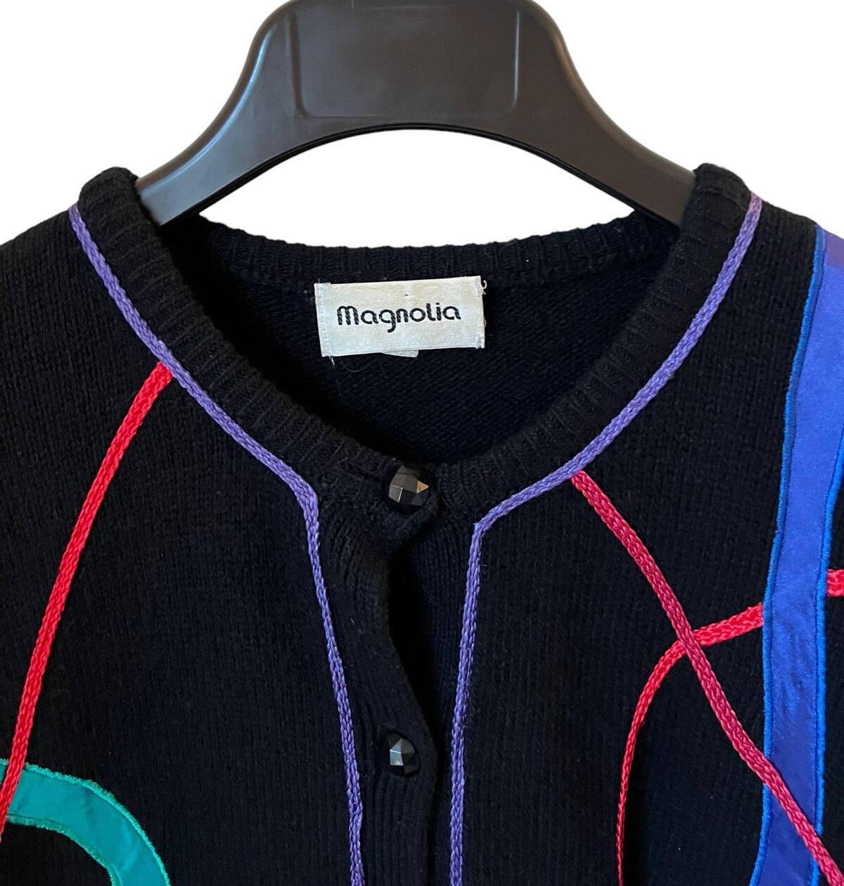 Magnolia Sweater Cardigan Lambswool Rabbit Hair Geometric Ribbon Vintage
