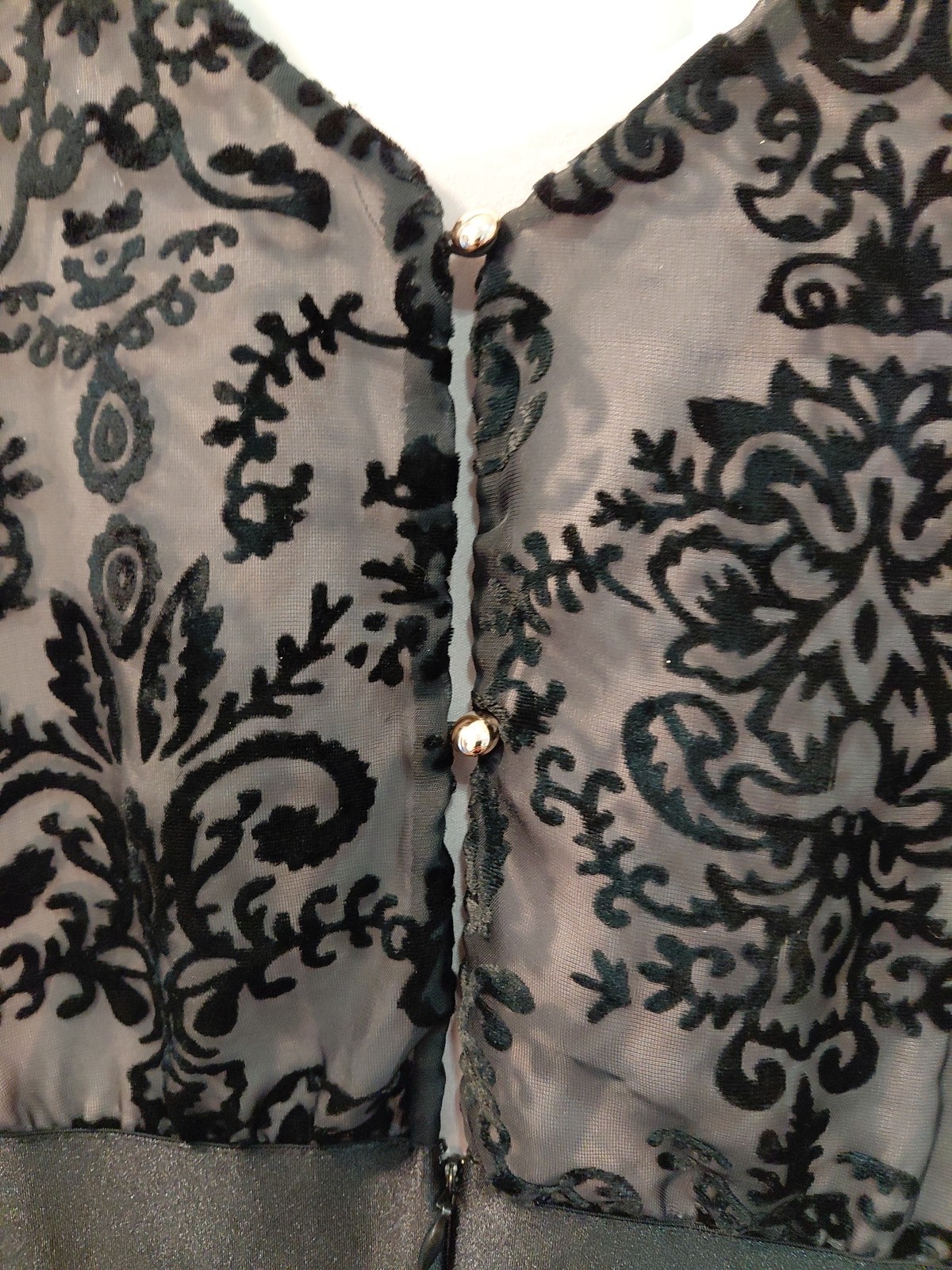 Vintage 90s Y2k Spaghetti Strap Velvet Burnout Little Black Dress Sz M Holiday
