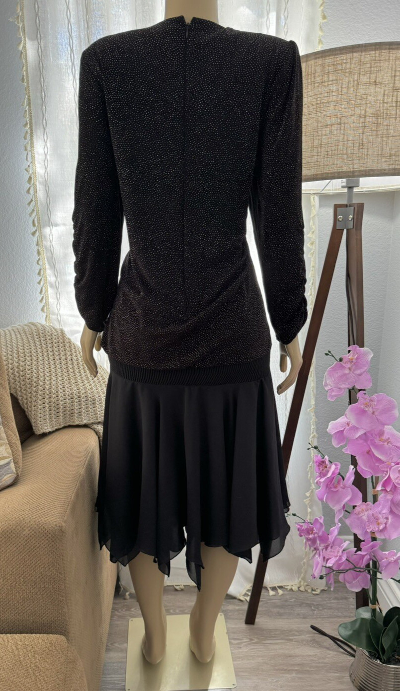 Vtg Black Cocktail Dress Size 12 Drop Waist Elegant Evening NWOT SIASIA NEW YORK