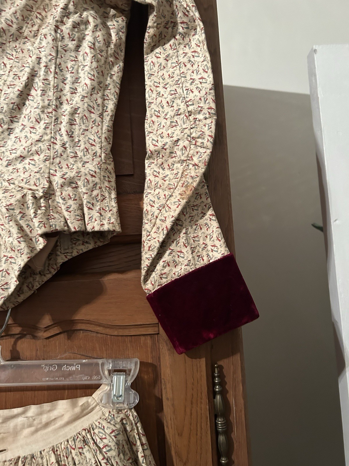 1880s bustle Skirt And Jacket With Built-In Bustle Velvet Trim Silk/Cotton Dress