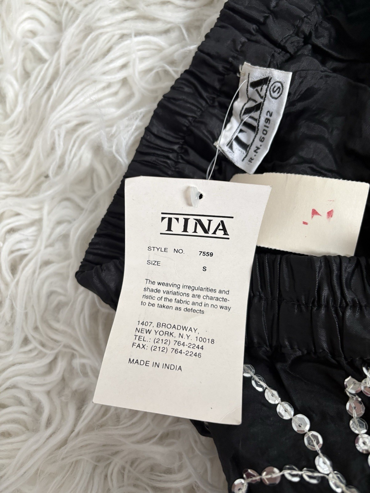 NWT VTG Tina Black Sequin Beaded Bubble Skirt Floral Applique Small 80s 90s