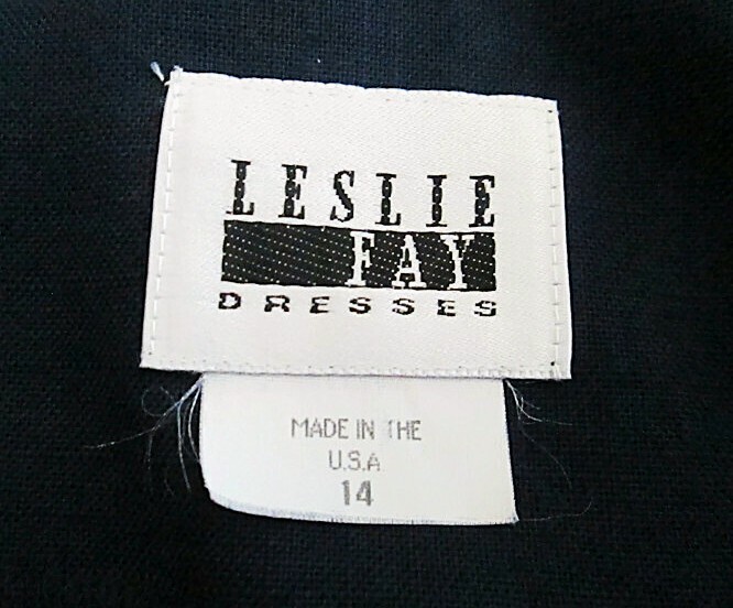 Vtg Leslie Fay sailor dress 14 blue gold trim double breasted short sleeves USA