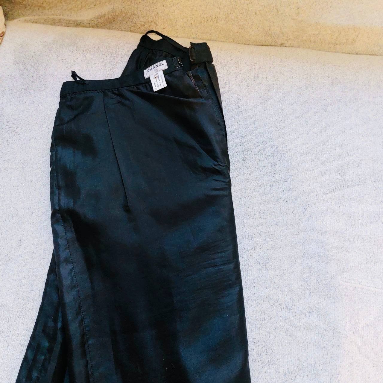 Chanel Vintage Silk Skirt Black FR 40 M US8 Made in France Women’s Authentic
