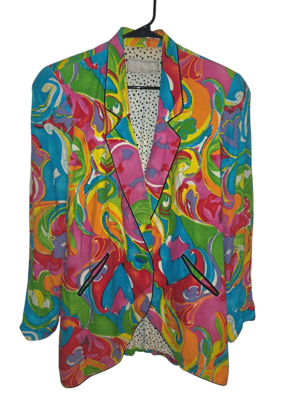 80s Vintage Platinum Colorful Jacket Dorothy Schoelen Made In USA Size M