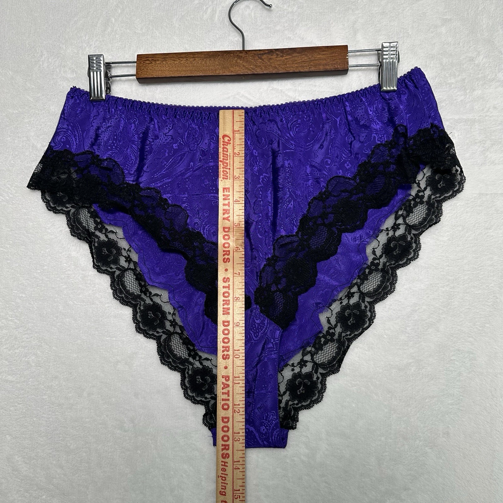VTG Sedu’ Fine Lingerie Panty French Cut Shiny Paisley Royal Purple Lace Size S