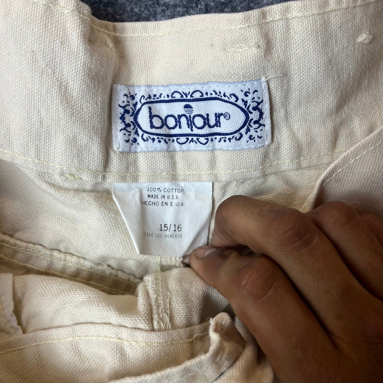 Bonjour Shorts Womens Size 15/16 Cream High Waisted Cotton Denim Vintage USA