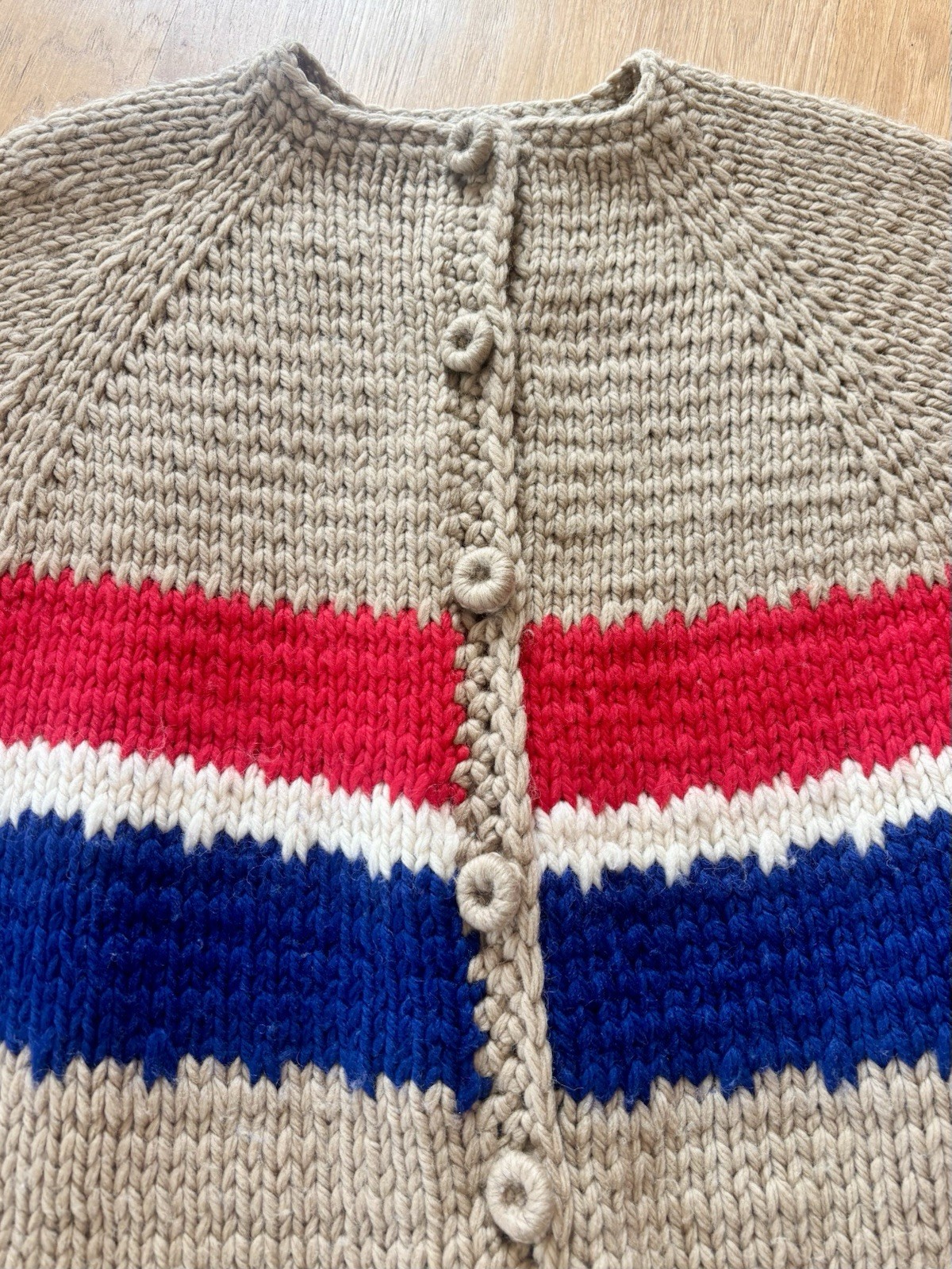 Vintage Handmade Chunky Knit Poncho Cape Blanket Sweater Boho Hippie Fringe