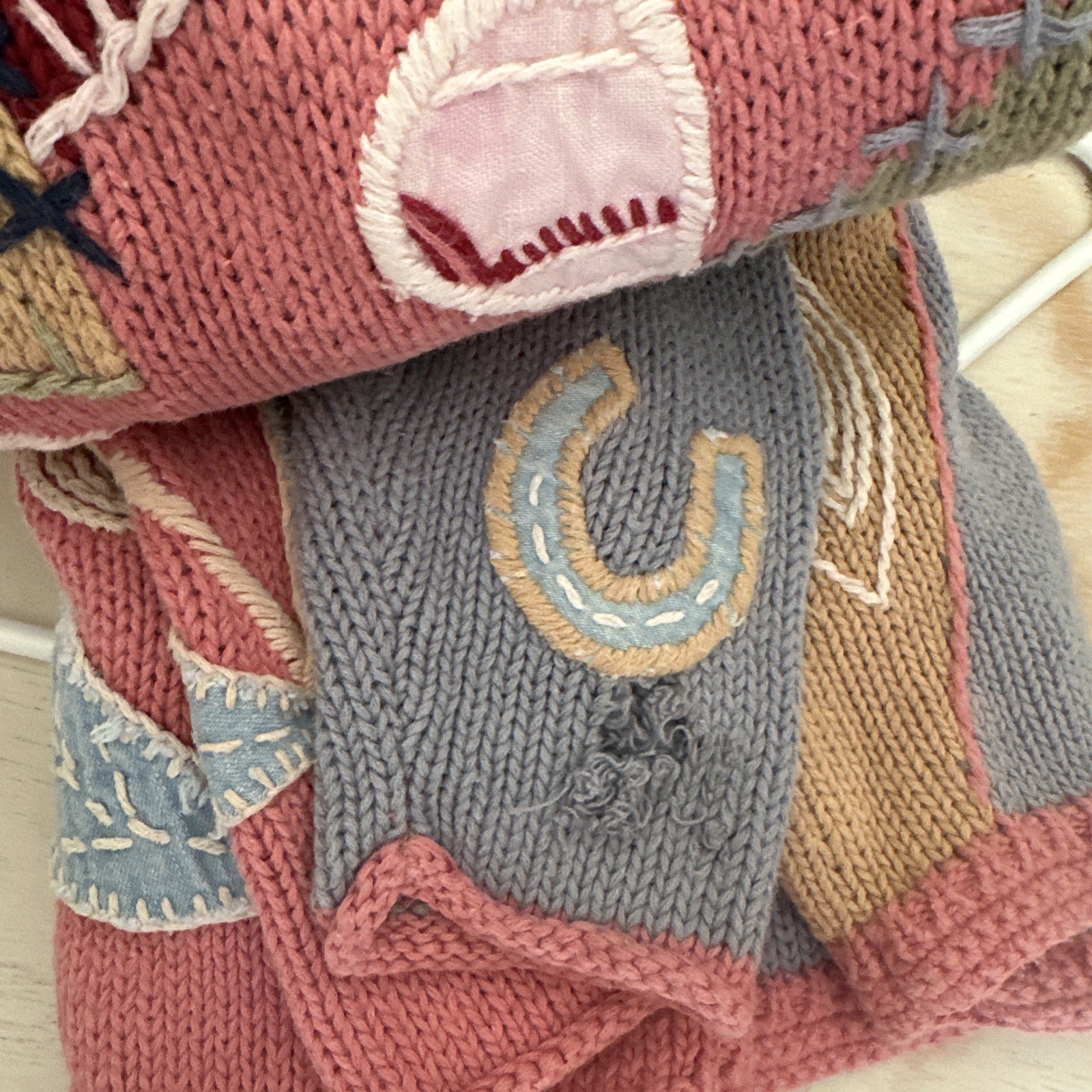 1990s Americana Two Sweaters Patchwork Susan Bristol Cambridge Country StoreREAD