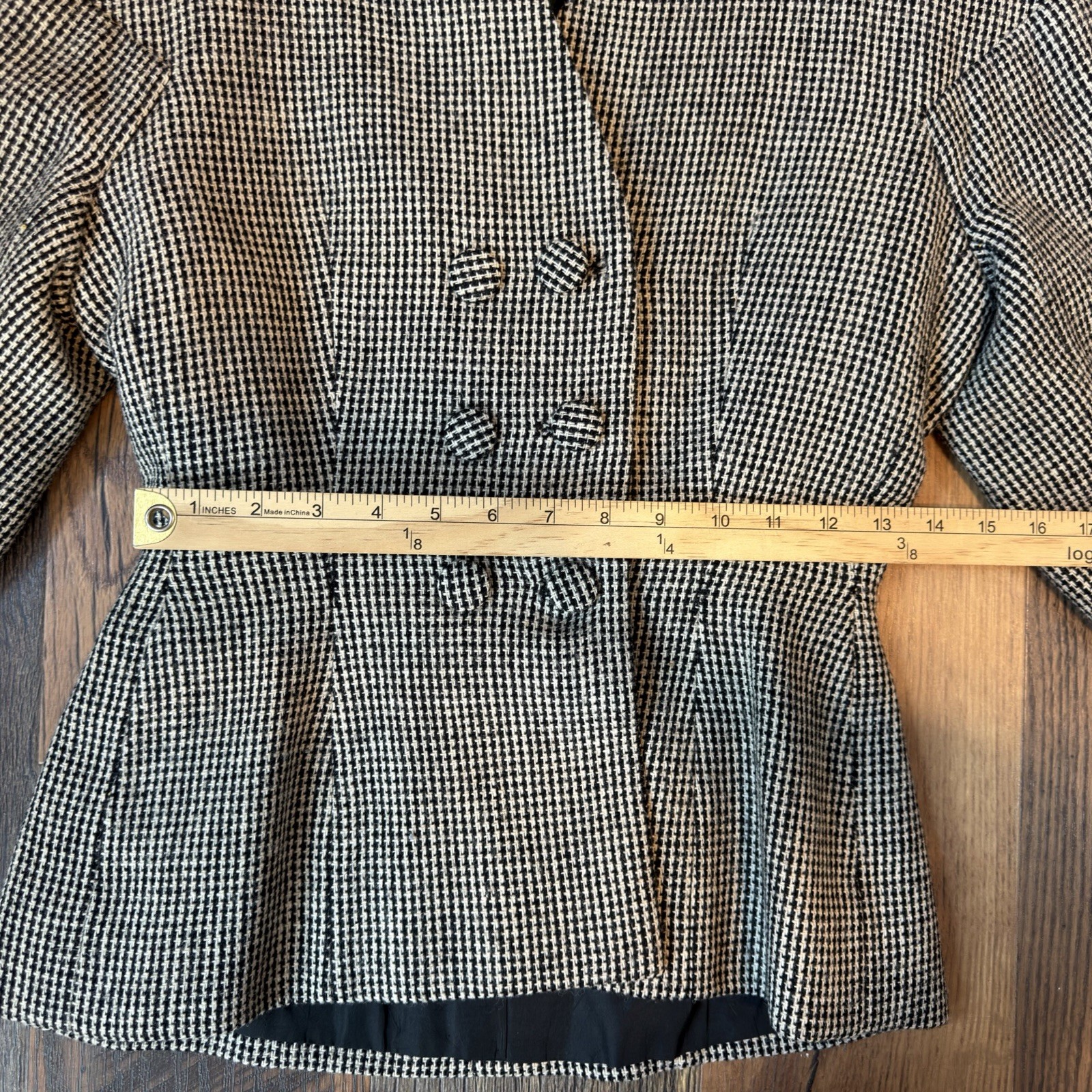 VTG Balenciaga 10 Avenue George V Numbered 3-Piece Houndstooth Suit with Capelet