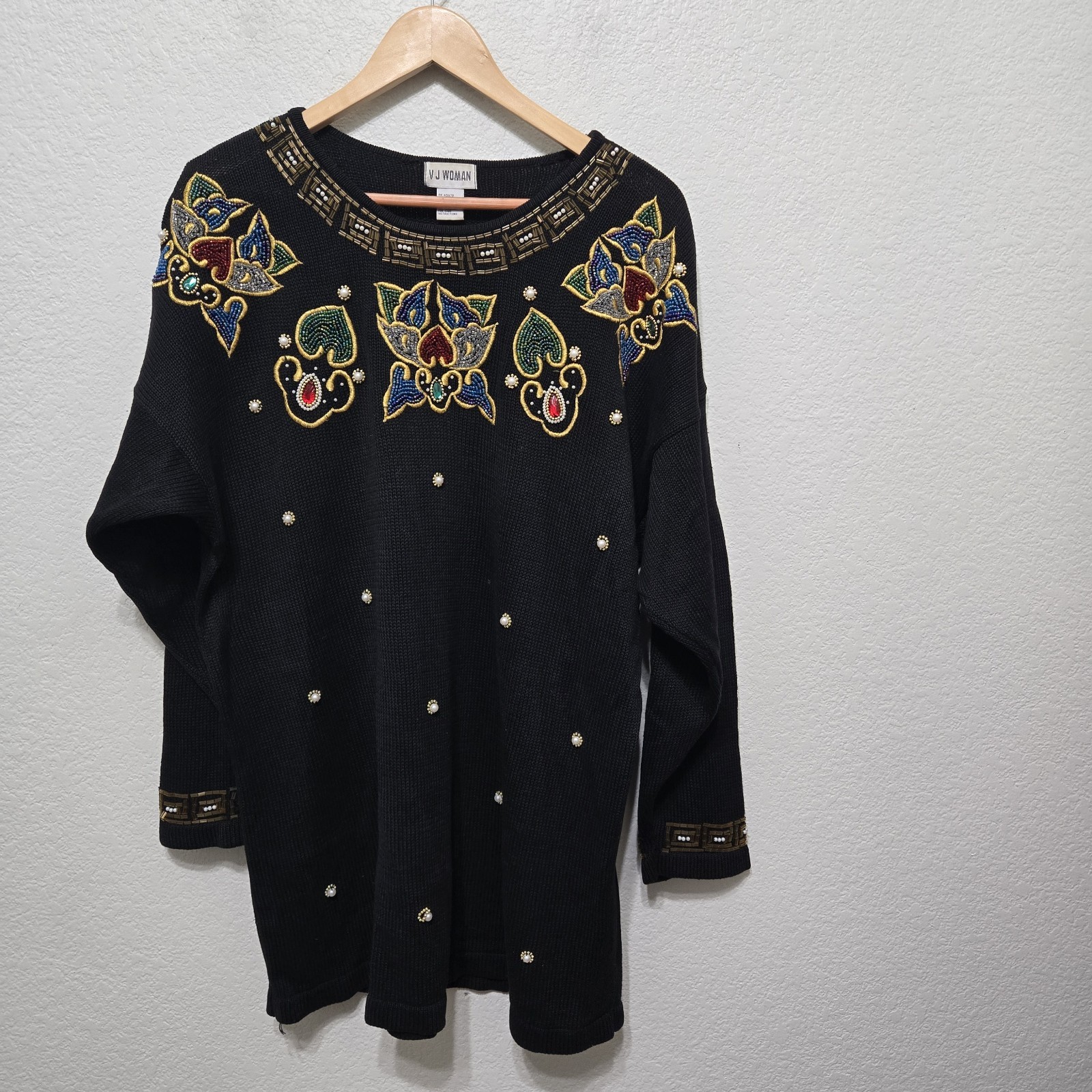 Vintage V J Woman Beaded Sweater Size 1X
