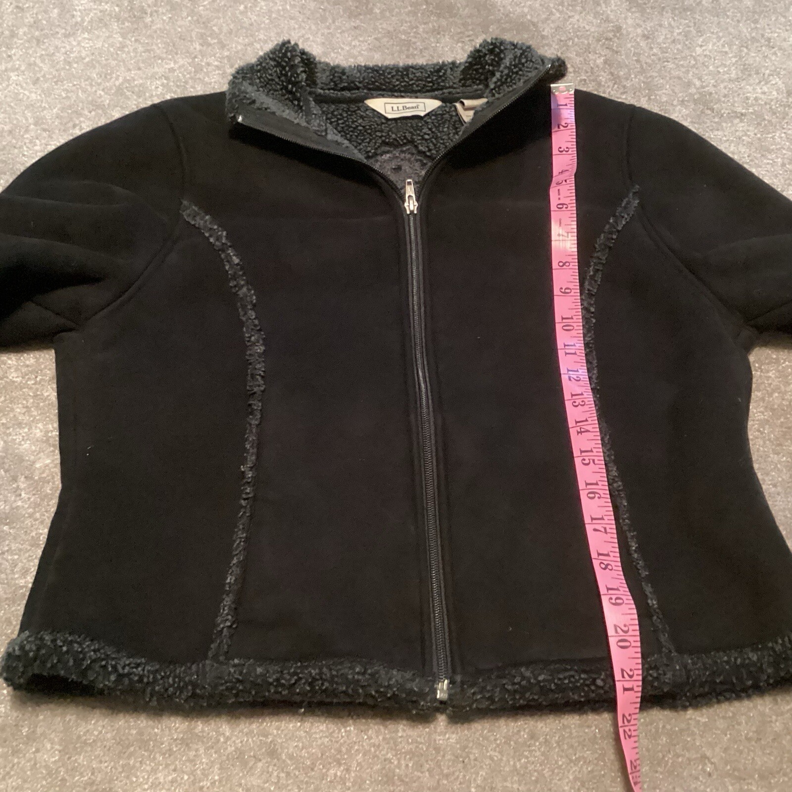 LL Bean Womens Y2K Faux Suede Sherpa Embroidered Floral Detail Medium VTG
