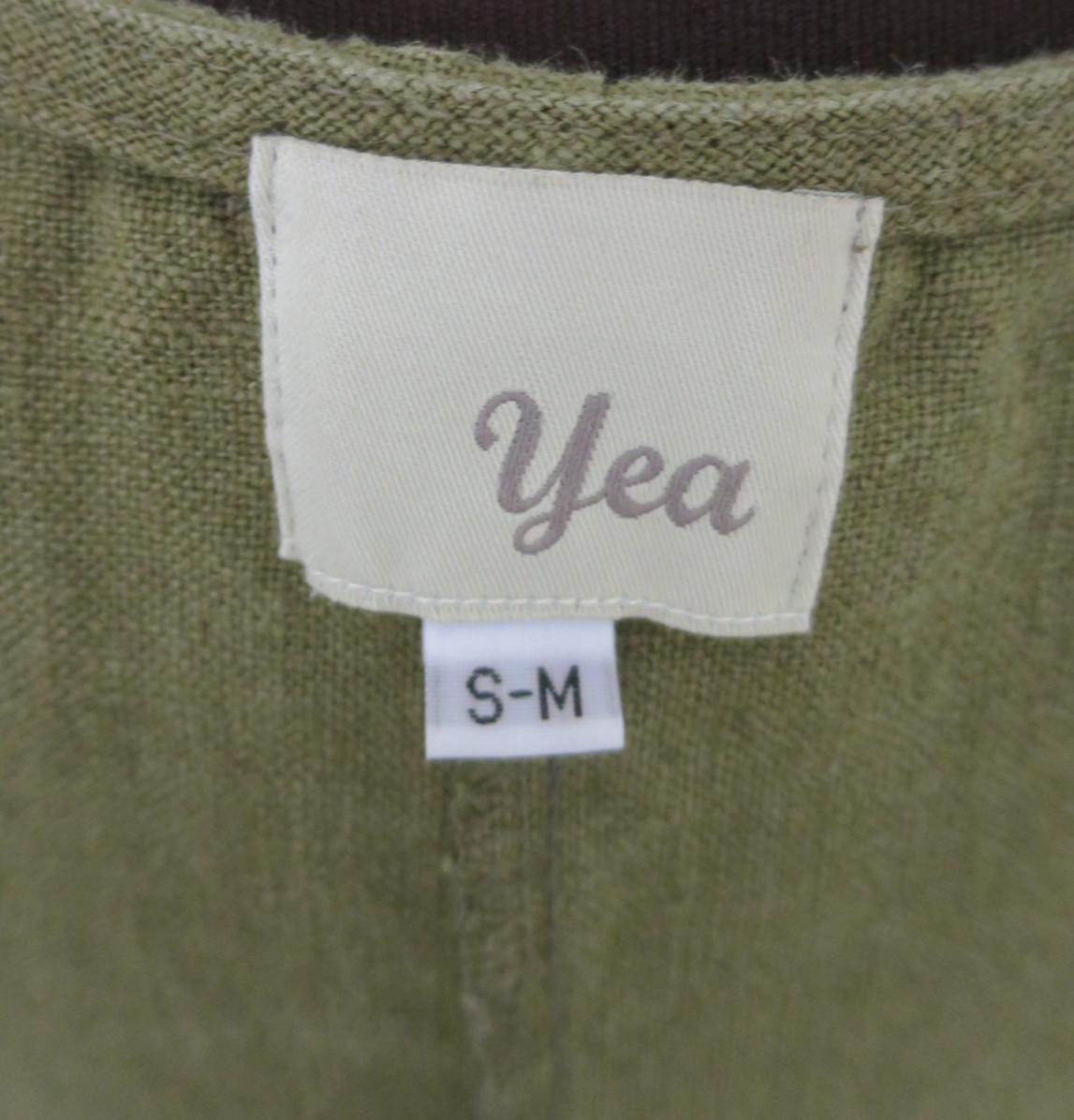 Yea Army Green Linen Oversize Asymmetric V Front Curve Back Hem Long Vest S M