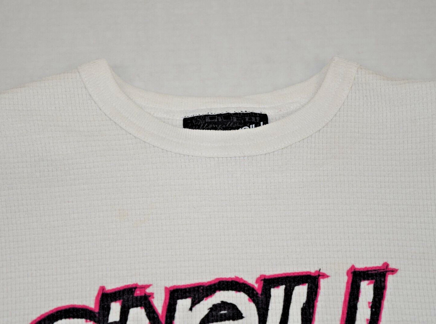 Vintage Thermal Shirt O’Neill Size L 90s White Waffle Weave Surf Wear Made USA