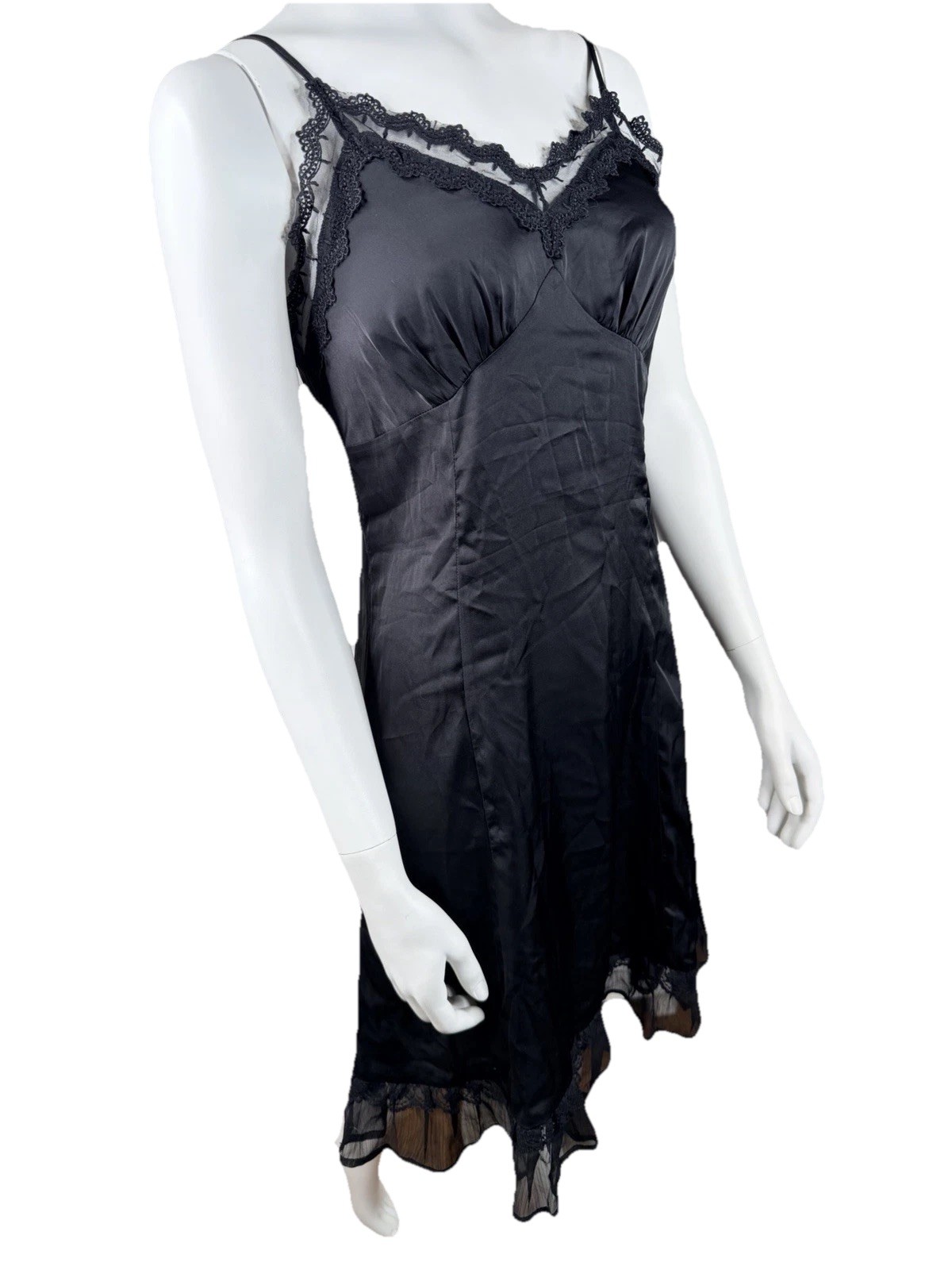 Belle Poque lingerie slip dress with lace small sexy adjustable straps black