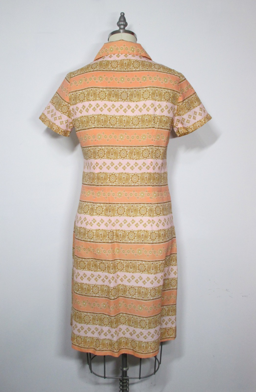 Vintage Lady Carol of NY Sheath Dress, Peach & Tan, Very Nice, Size M