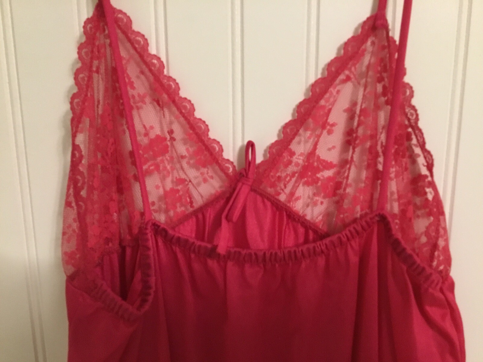 Vintage Paramount New York Peignoir Set Size Large Pink Nylon (flaw In Robe)