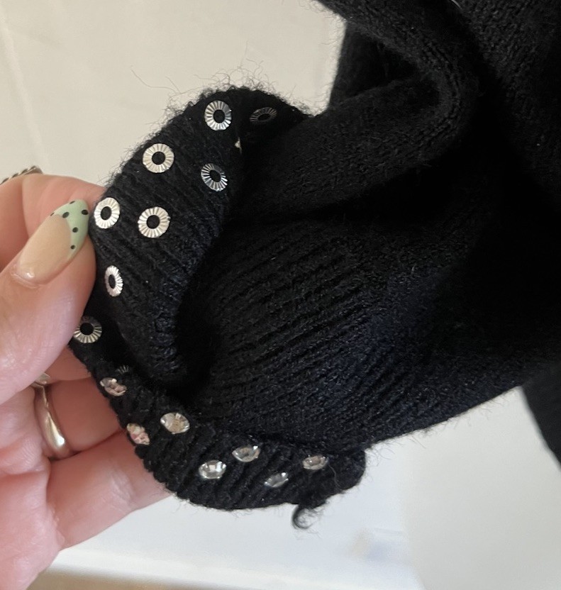 Vintage 1950s Schiaparelli Paris Knit Crystal Rhinestone Cardigan Sweater Sz S/M