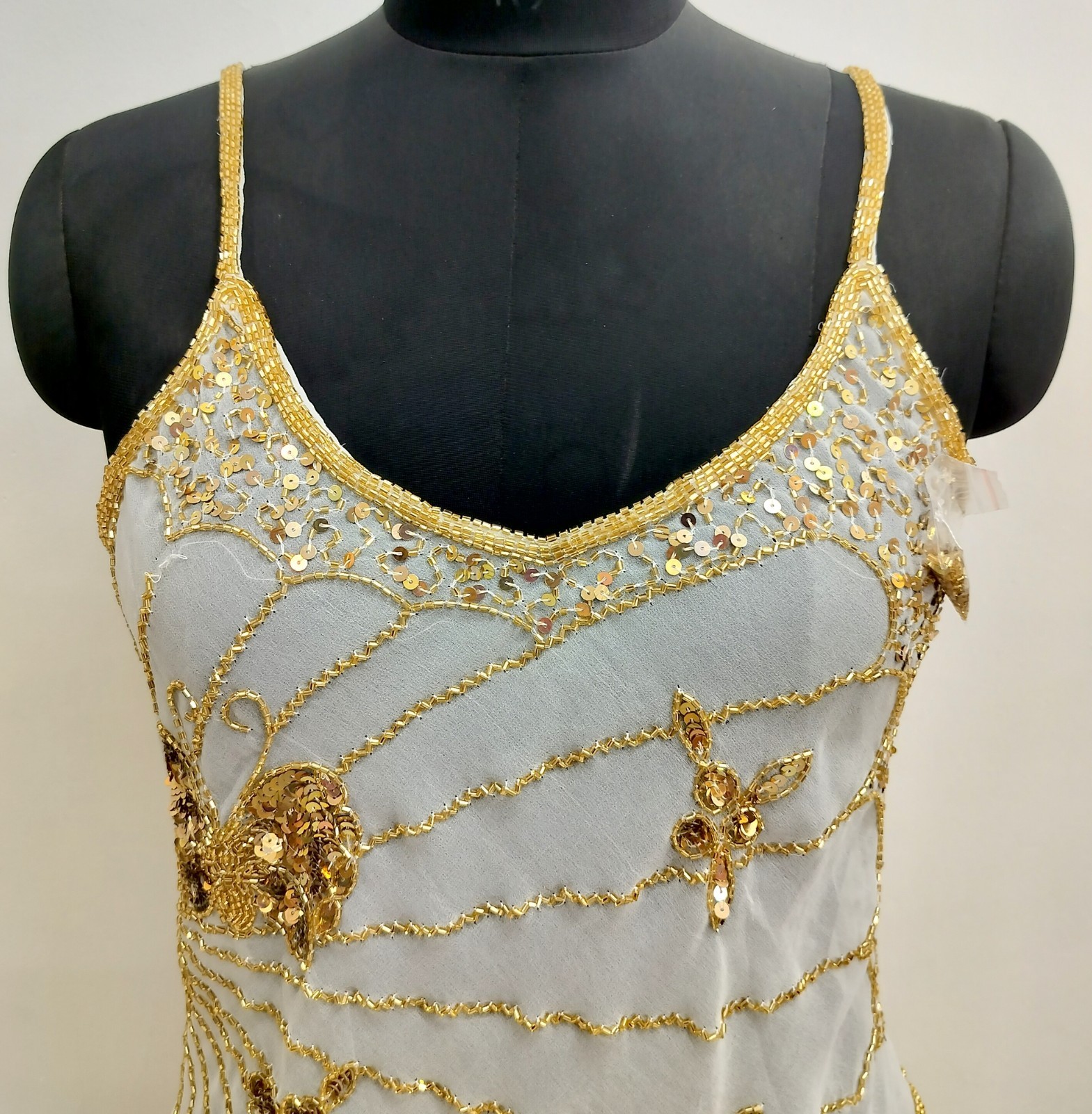 Lot 6 Vintage Y2K Golden Beaded Embroidery Costume Sequin Top Blouse Sheer Tunic