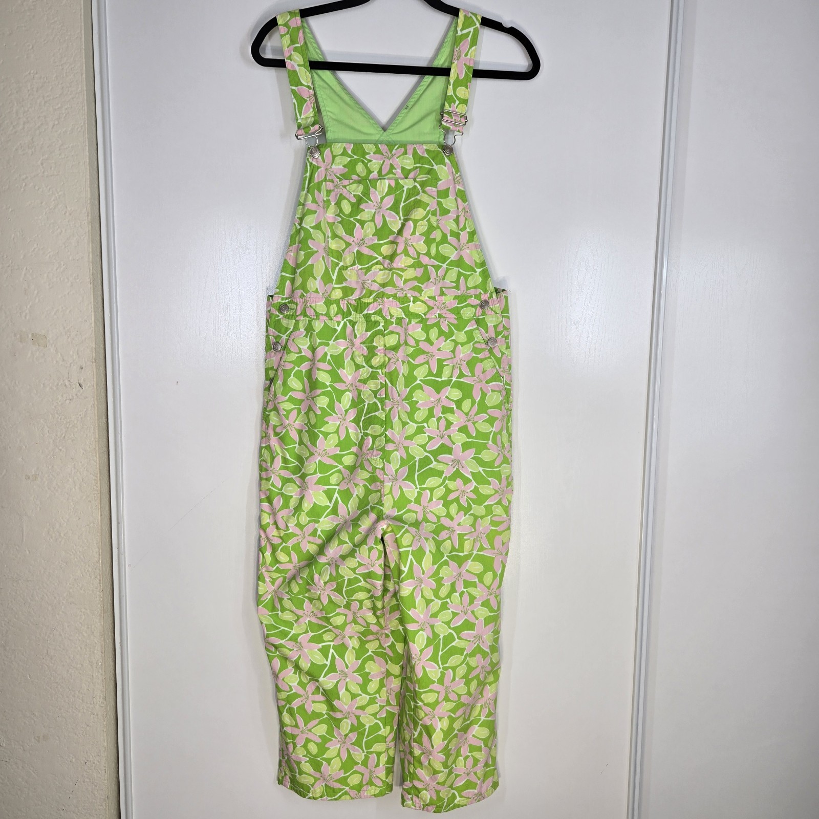 Vintage Rare Lilly Pulitzer Green And Pink Overalls Woman’s Small Garden Retro