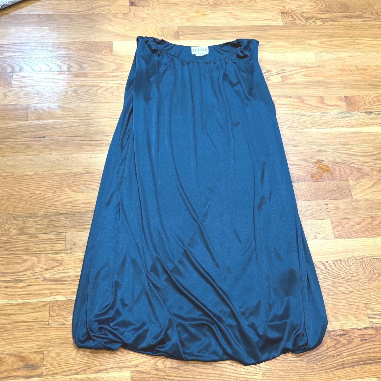 Vintage Tall Girl Blue Green Shimmer Bubble Hem Maxi Dress Sleeveless Oversized