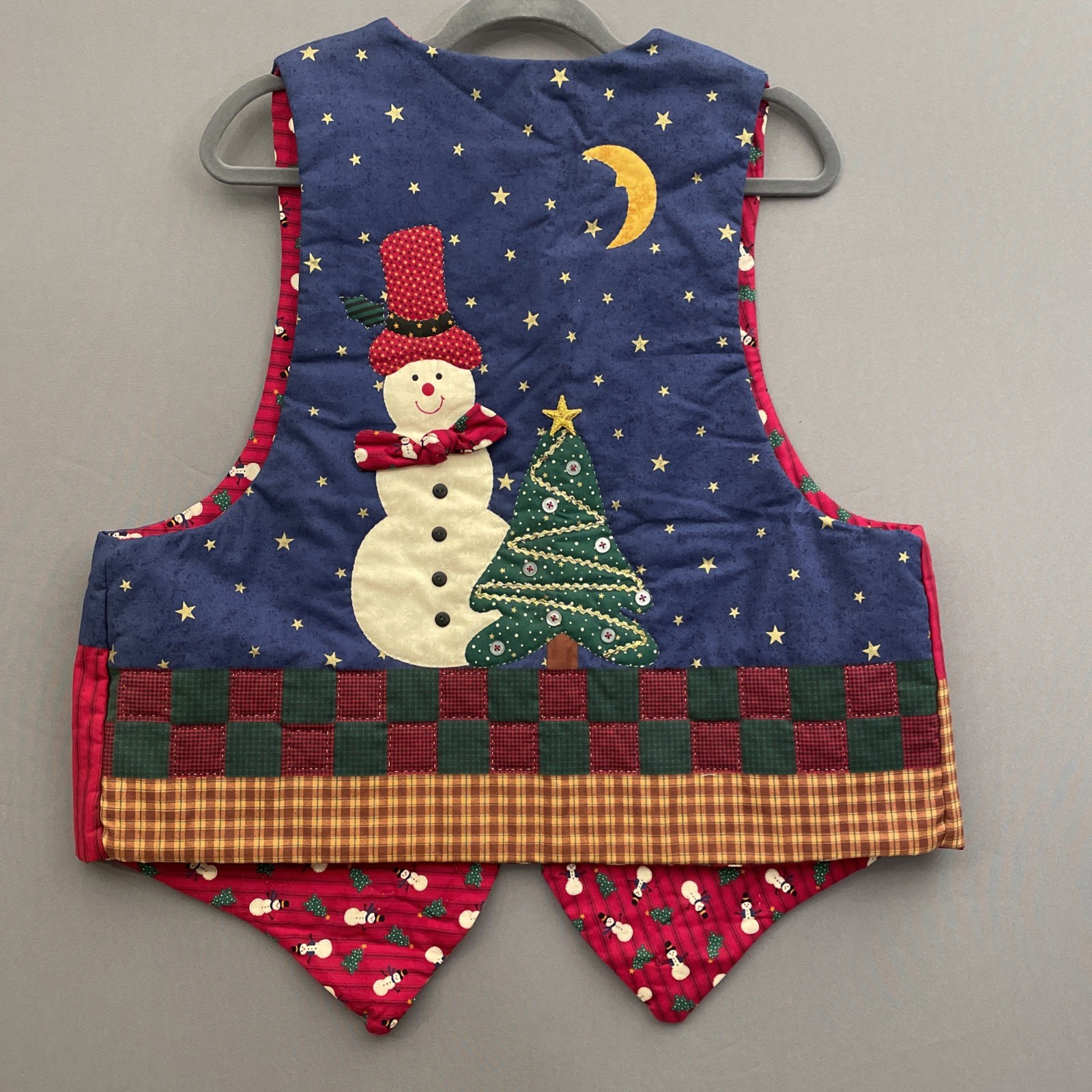 Vtg Handmade Womens XXL Quilted Christmas Vest Holiday Party Ugly Santa Grandma