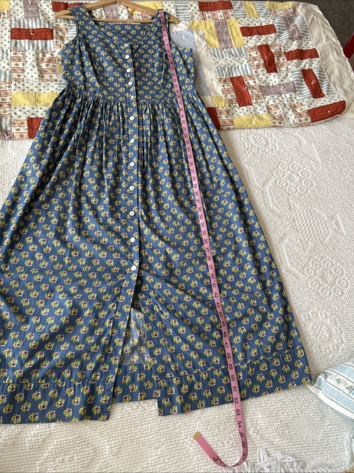 Laura Ashley Cottagecore Blue Floral Maxi Dress Vintage Sz 8 / M / UK 12