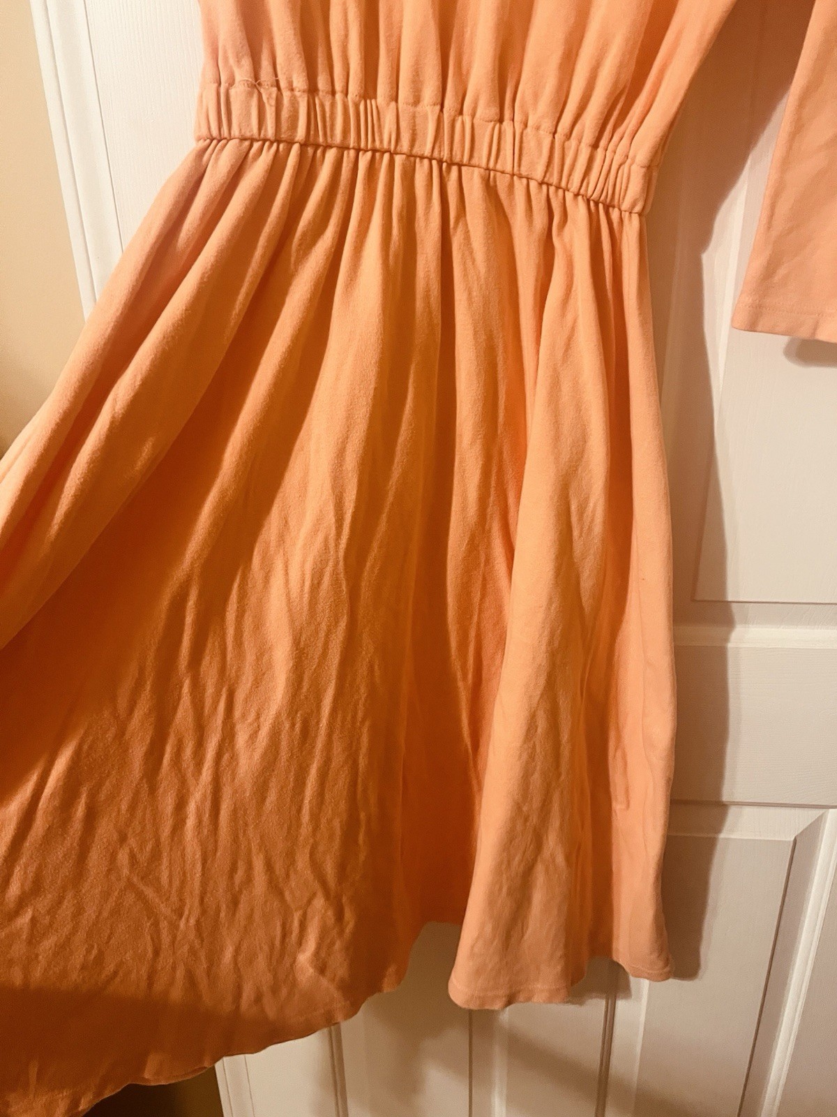 Vintage FADS 80’s Peach Cotton Cottagecore Prairie Midi Twirl Dress L Large