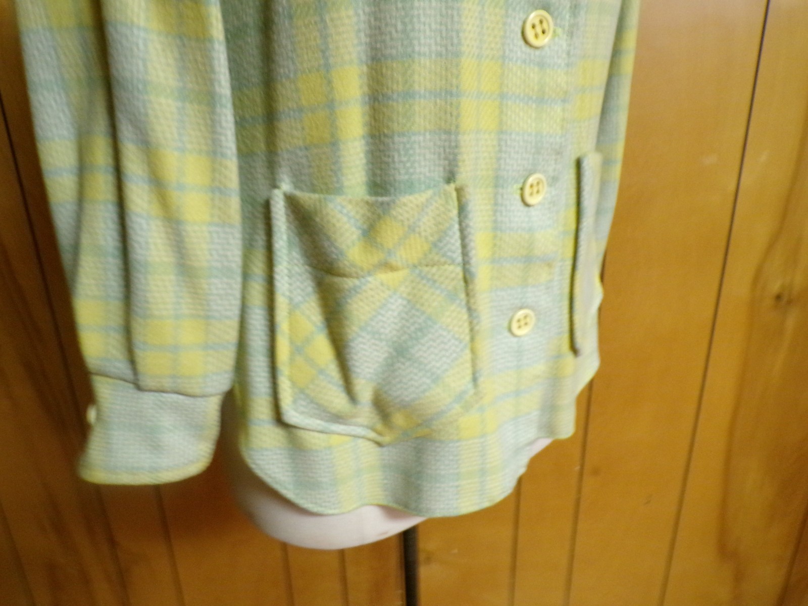 Vintage FOUR CORNERS Yellow Green Plaid Wool Jacket 34″ Waist