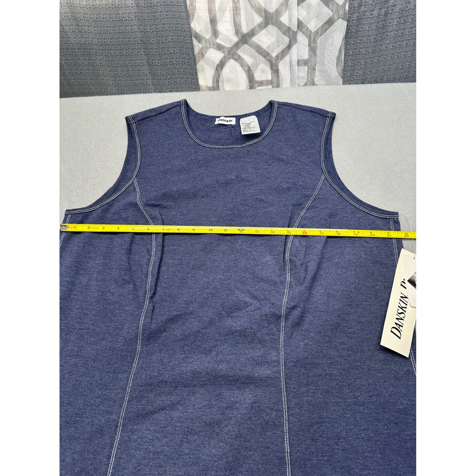 Danskin Womens Navy Heather Princess Seam Sheath Dress 1X Vintage 3441 NWT