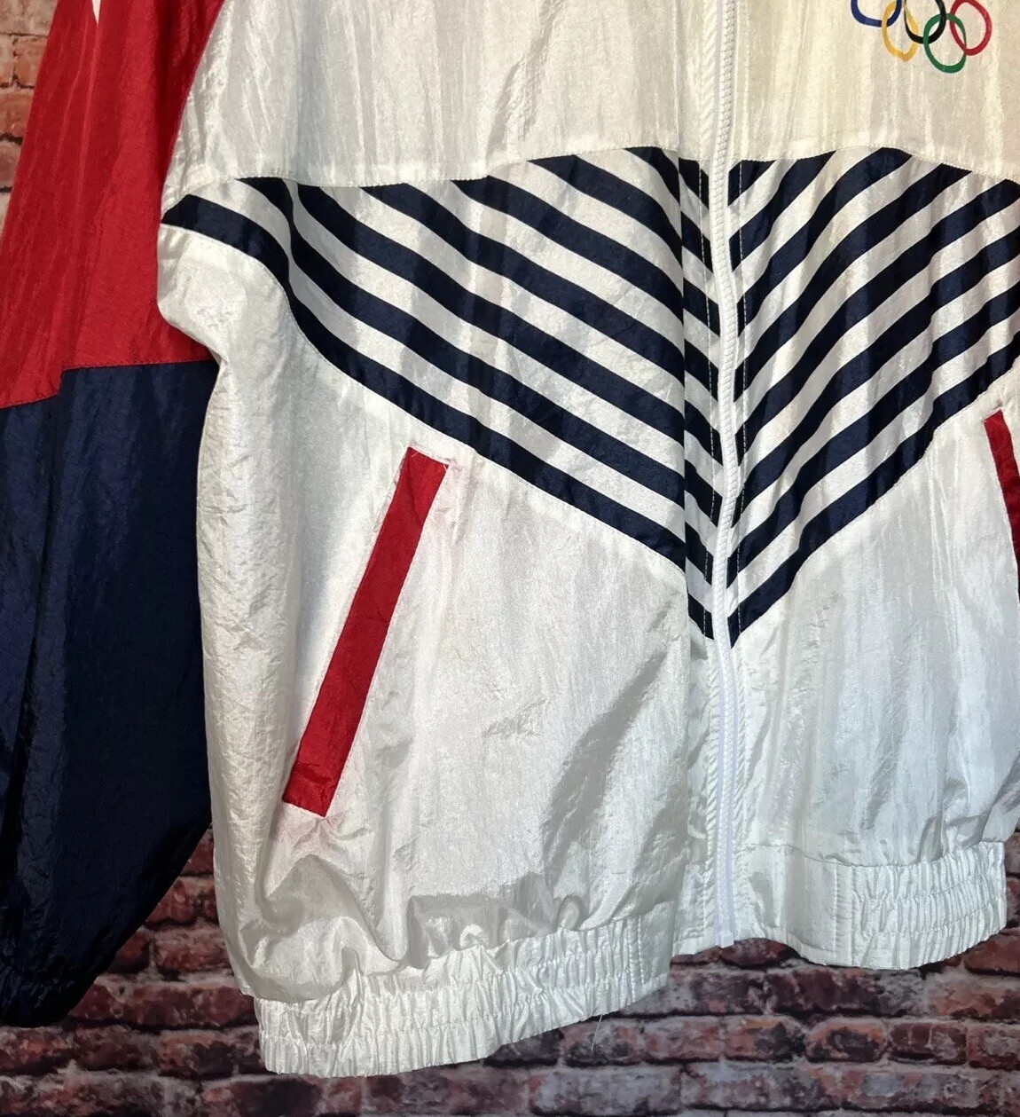 Vintage USA Olympics Full Zip Nylon Windbreaker Jacket Ladies Size 1X