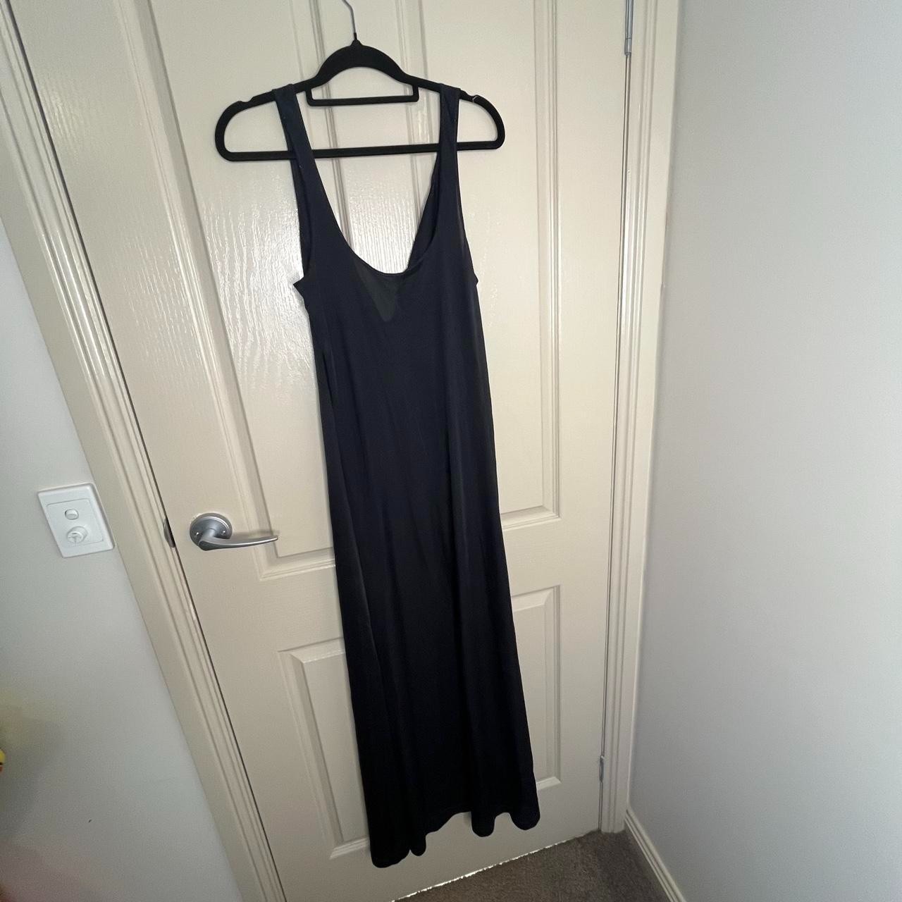 Vintage Bestknit Black Satin Slip Maxi Dress Size 16. I recommend 14