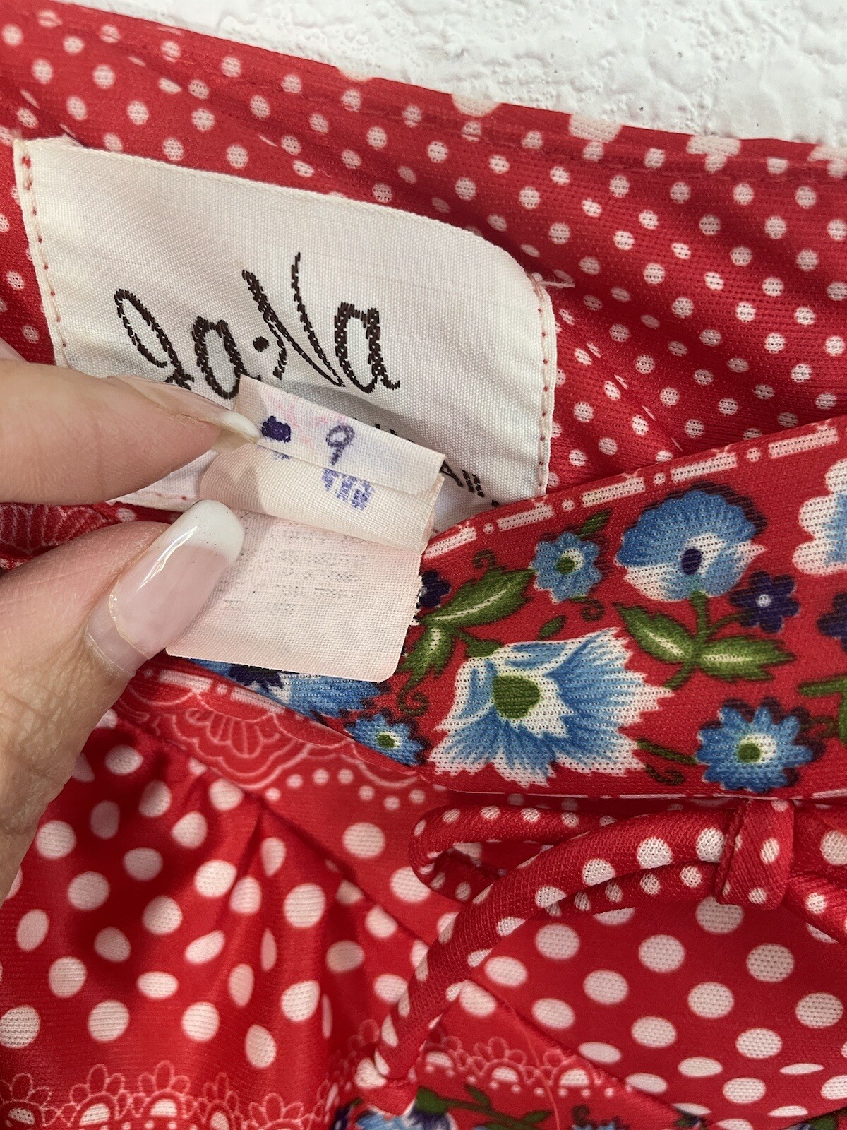 Vintage Ja-Na of Hawaii Women’s RED Floral Dress Maxi Long Polka Dot SIZE 9 Jana