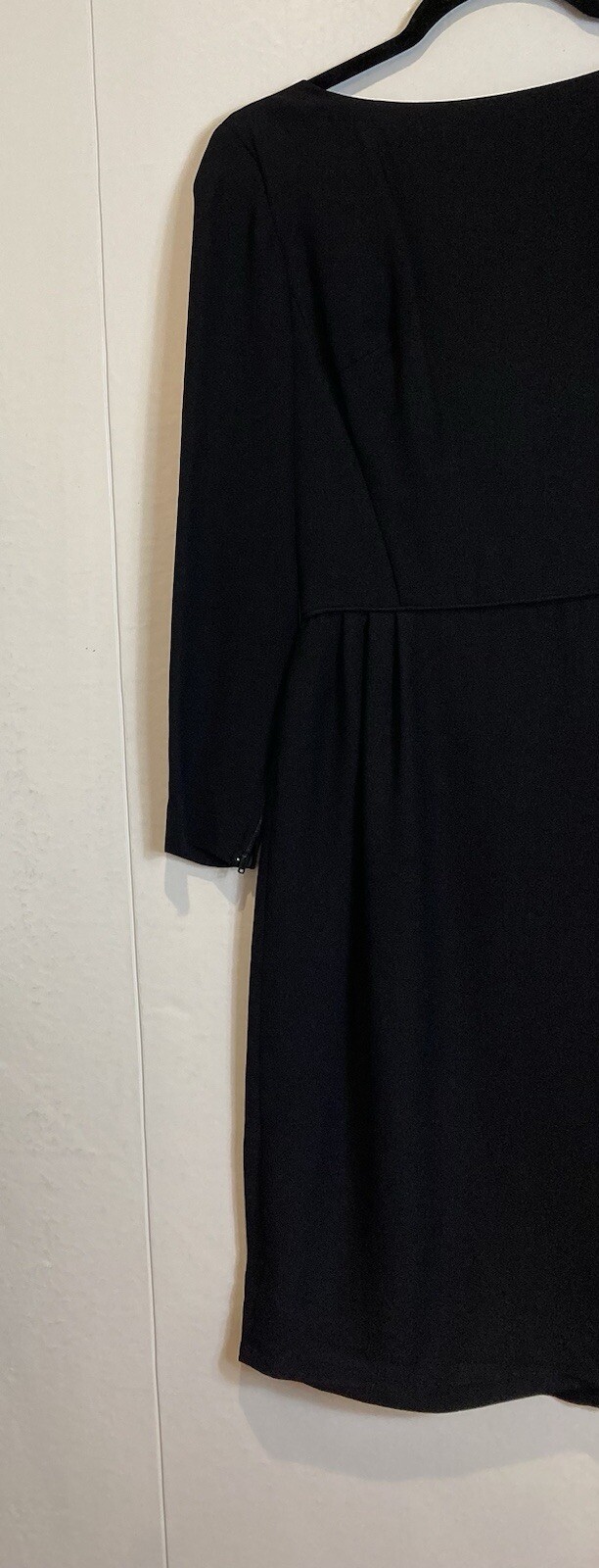 Vintage Another Ann Barry Jr Dress Size 13 Black Draped Back Zippers 60s Goth