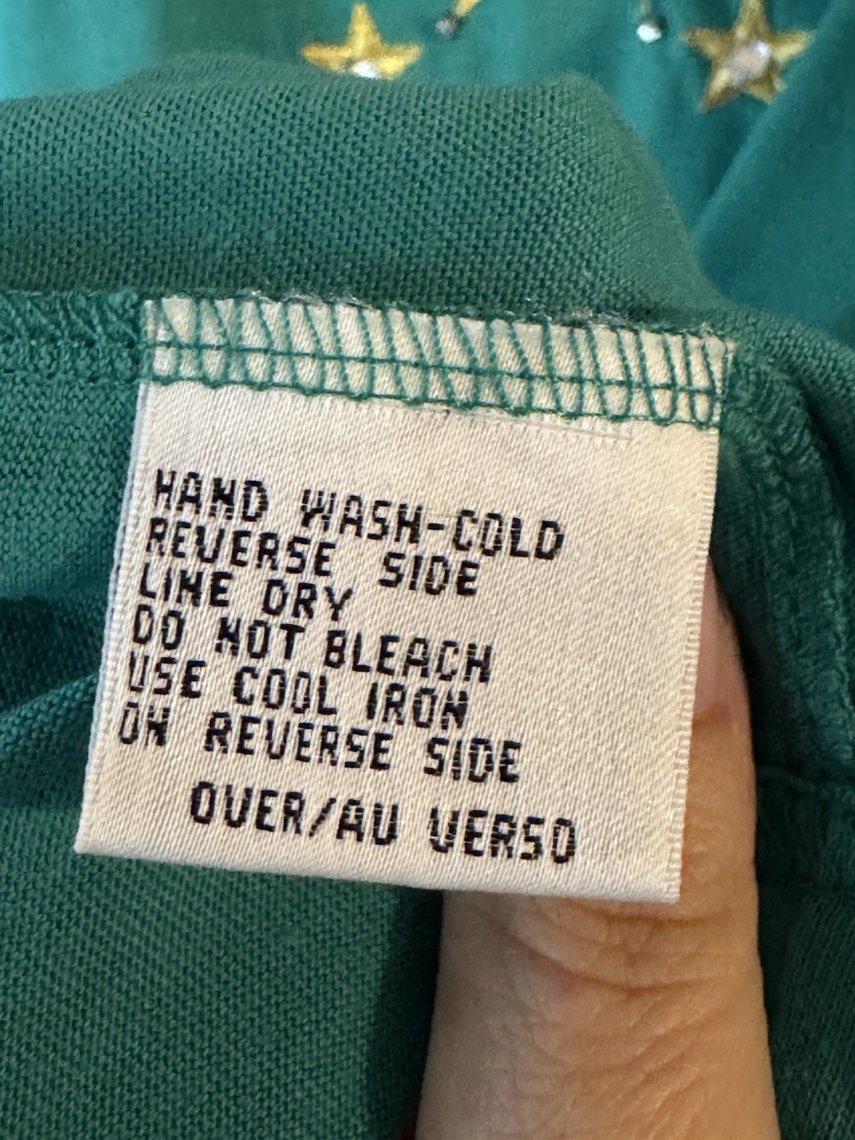 Vtg Metallic Star Embroidery 90s Women’s M Teal Rhinestone Blouse Ashely Hill