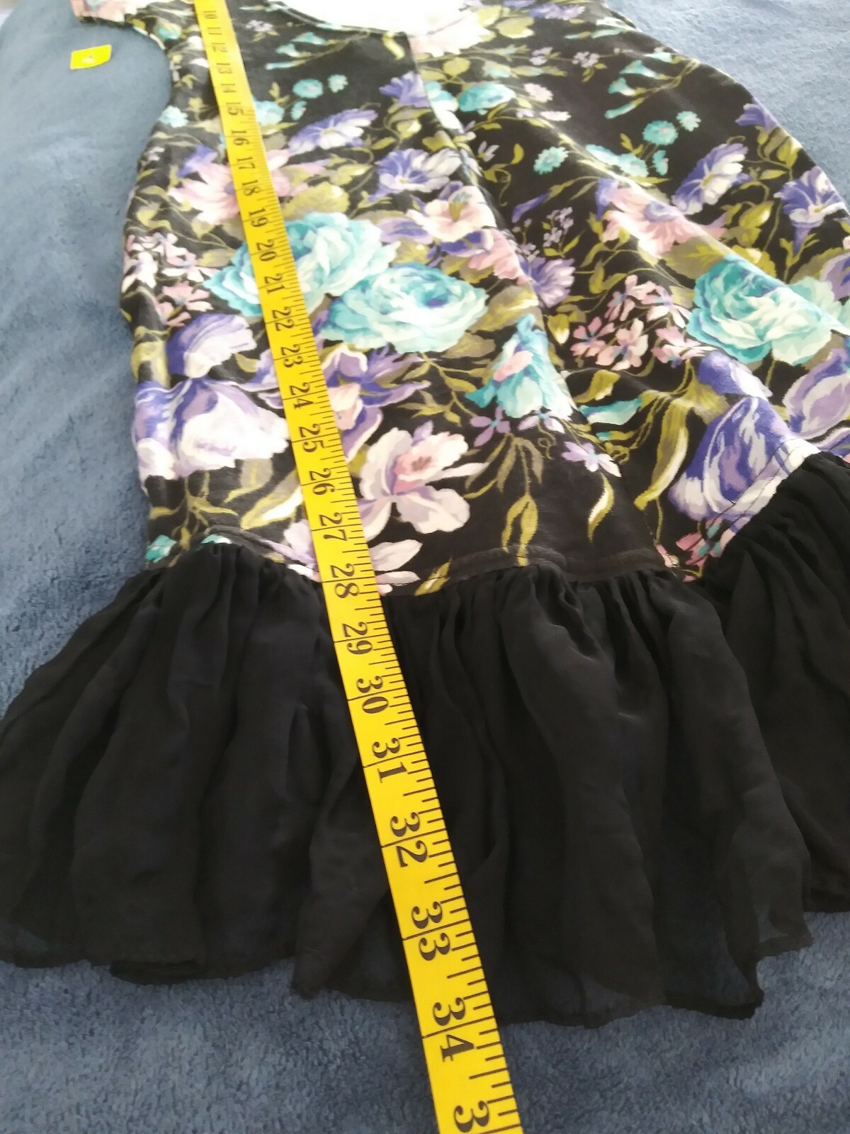 New Wave Dress S JAY JACOBS 1980s Chiffon Floral Stretch CUB WEAR Hip Hop Style