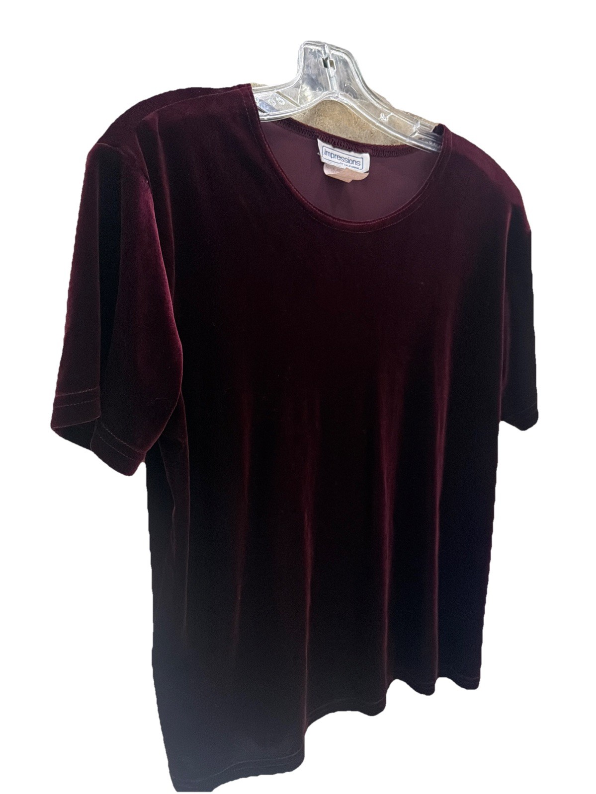 Vintage Impressions of California Top Women’s M Burgundy Wine Velvet Stretch